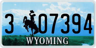 WY license plate 307394