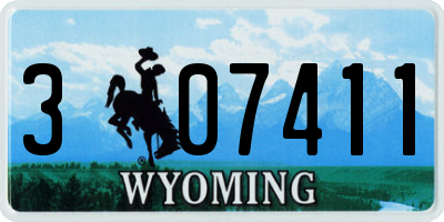 WY license plate 307411