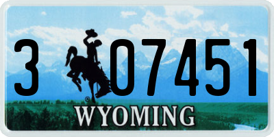 WY license plate 307451