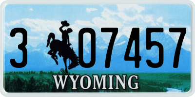 WY license plate 307457