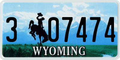 WY license plate 307474