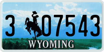 WY license plate 307543