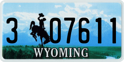 WY license plate 307611