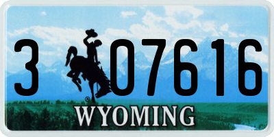 WY license plate 307616