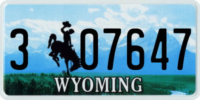 WY license plate 307647