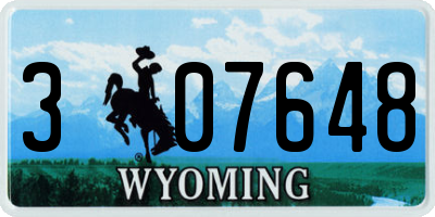 WY license plate 307648