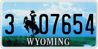 WY license plate 307654