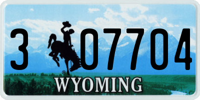 WY license plate 307704