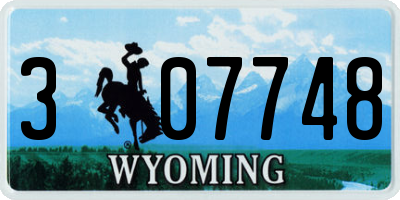 WY license plate 307748