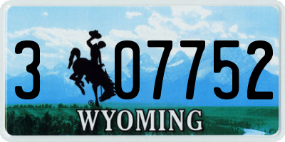 WY license plate 307752