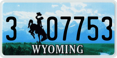 WY license plate 307753