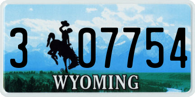 WY license plate 307754