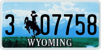 WY license plate 307758