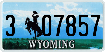 WY license plate 307857