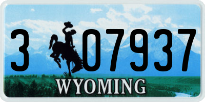 WY license plate 307937