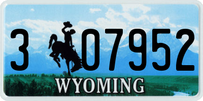 WY license plate 307952