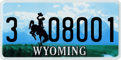 WY license plate 308001