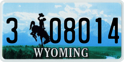 WY license plate 308014