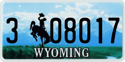 WY license plate 308017