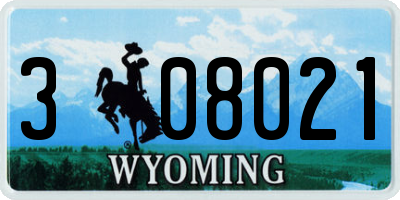 WY license plate 308021