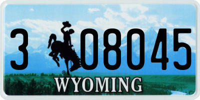 WY license plate 308045