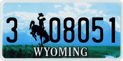 WY license plate 308051