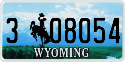 WY license plate 308054