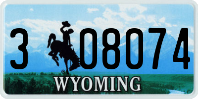 WY license plate 308074