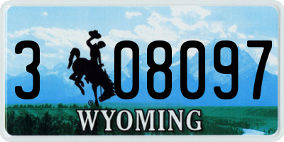 WY license plate 308097