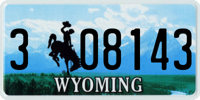 WY license plate 308143