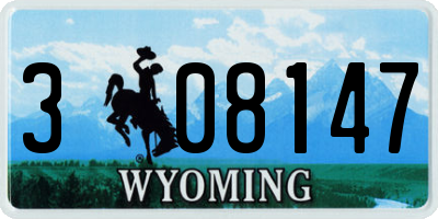 WY license plate 308147