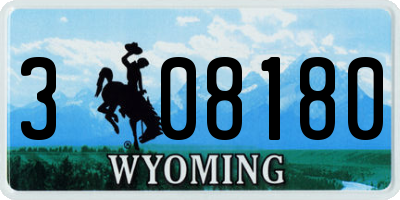 WY license plate 308180