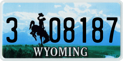 WY license plate 308187