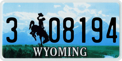 WY license plate 308194