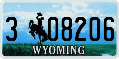 WY license plate 308206