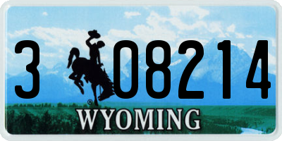 WY license plate 308214