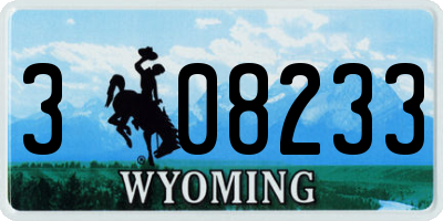 WY license plate 308233