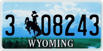 WY license plate 308243