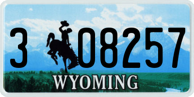 WY license plate 308257