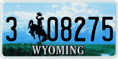 WY license plate 308275