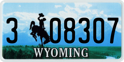 WY license plate 308307