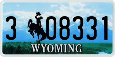 WY license plate 308331