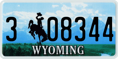 WY license plate 308344