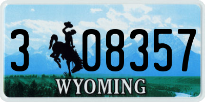 WY license plate 308357