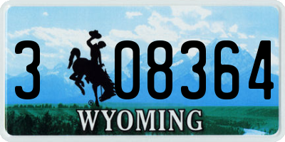 WY license plate 308364