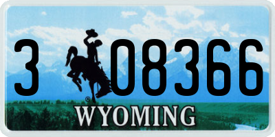 WY license plate 308366