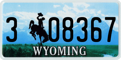 WY license plate 308367