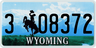 WY license plate 308372