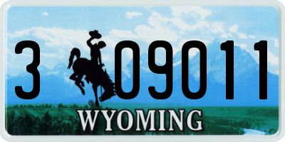 WY license plate 309011