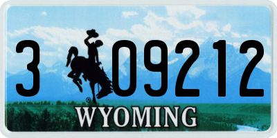 WY license plate 309212